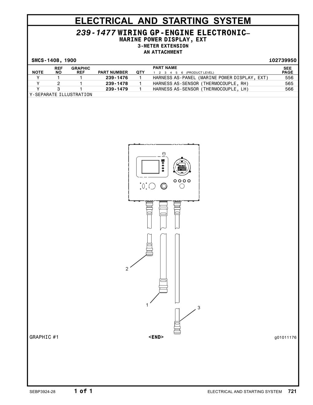 239-1479 HARNESS AS-SENSOR (THERMOCOUPLE) CAT parts manual diagram