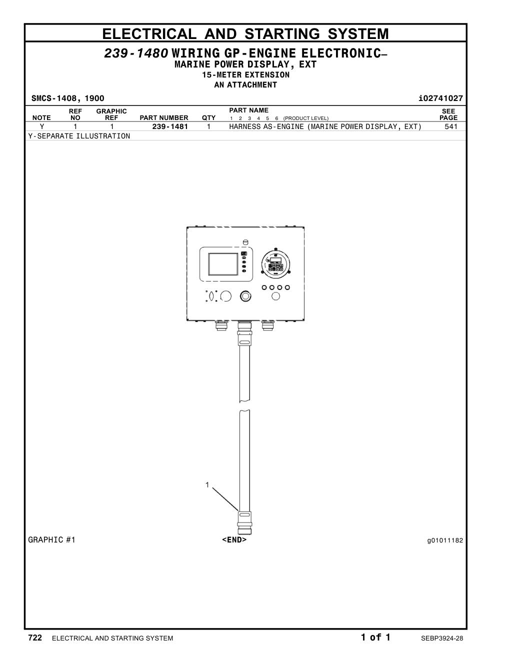 239-1481 HARNESS AS-ENGINE (MARINE POWER DISPLAY, EXT) CAT parts manual diagram