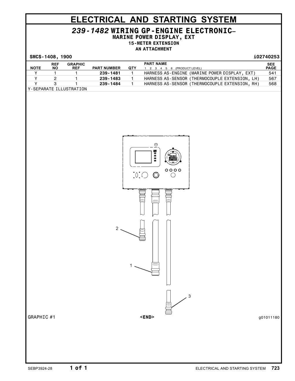 239-1484 HARNESS AS-SENSOR (THERMOCOUPLE) CAT parts manual diagram