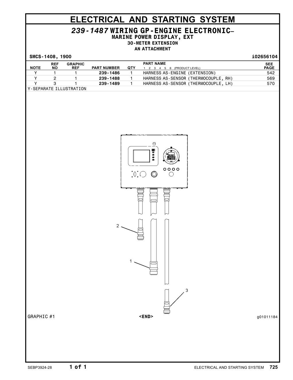 239-1489 HARNESS AS-SENSOR (THERMOCOUPLE) CAT parts manual diagram
