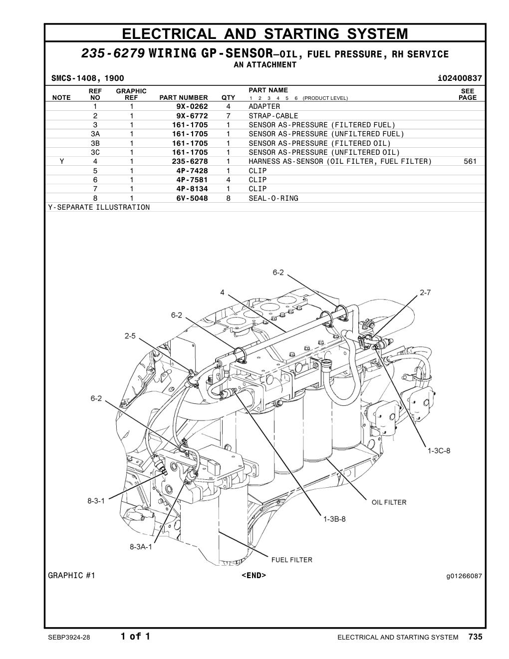 235-6278 HARNESS AS-SENSOR(OIL FILTER, FUELFILTER) CAT parts manual diagram