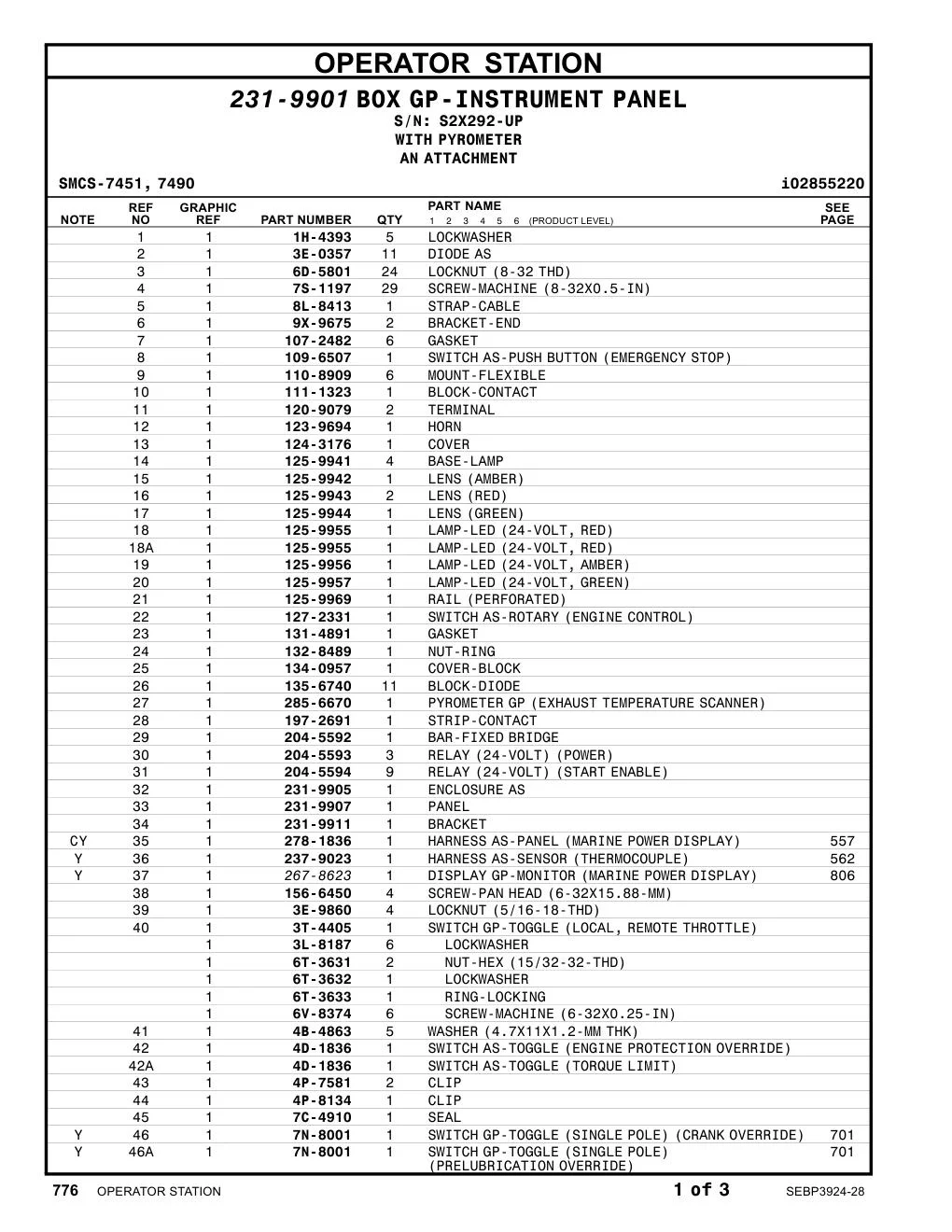 285-6670 PYROMETER GP (EXHAUST TEMPERATURE SCANNER) · S/N S2X292-UP CAT parts manual diagram
