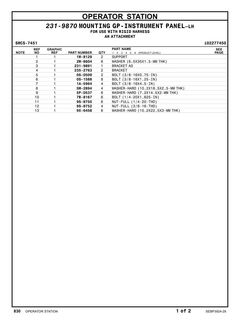 231-9891 BRACKET AS CAT parts manual diagram