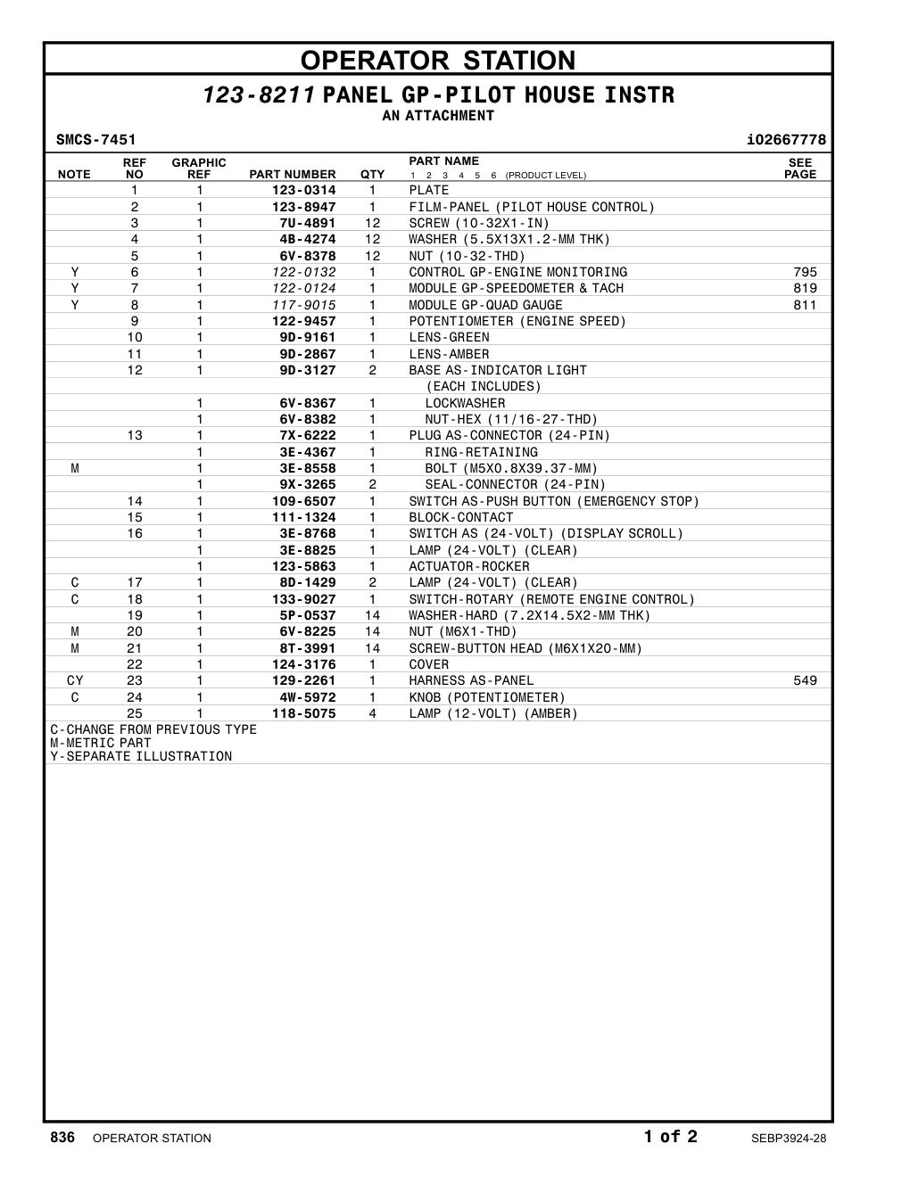 123-8947 FILM-PANEL(PILOTHOUSECONTROL) CAT parts manual diagram