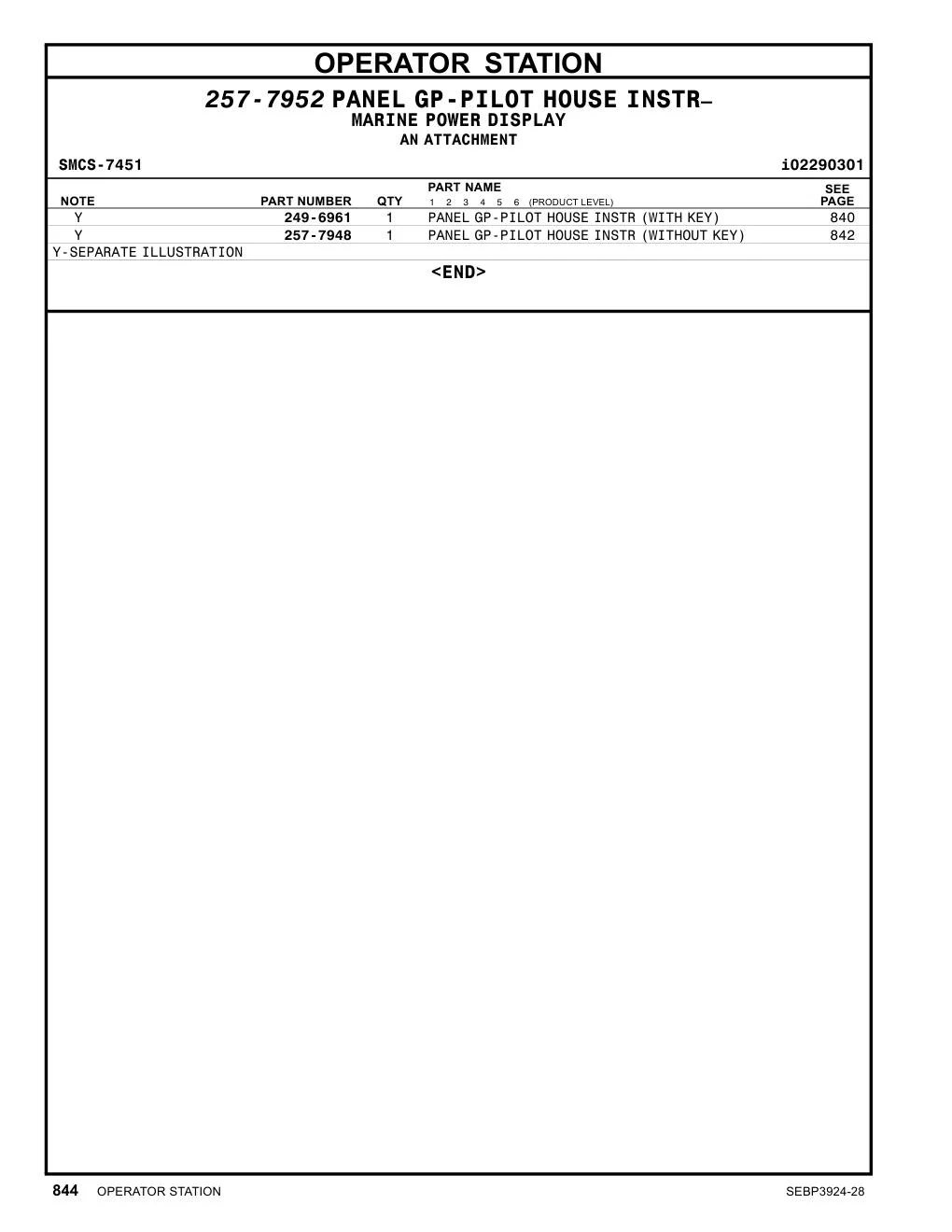 249-6961 - PANEL GP-PILOT HOUSE INSTR (WITH KEY)