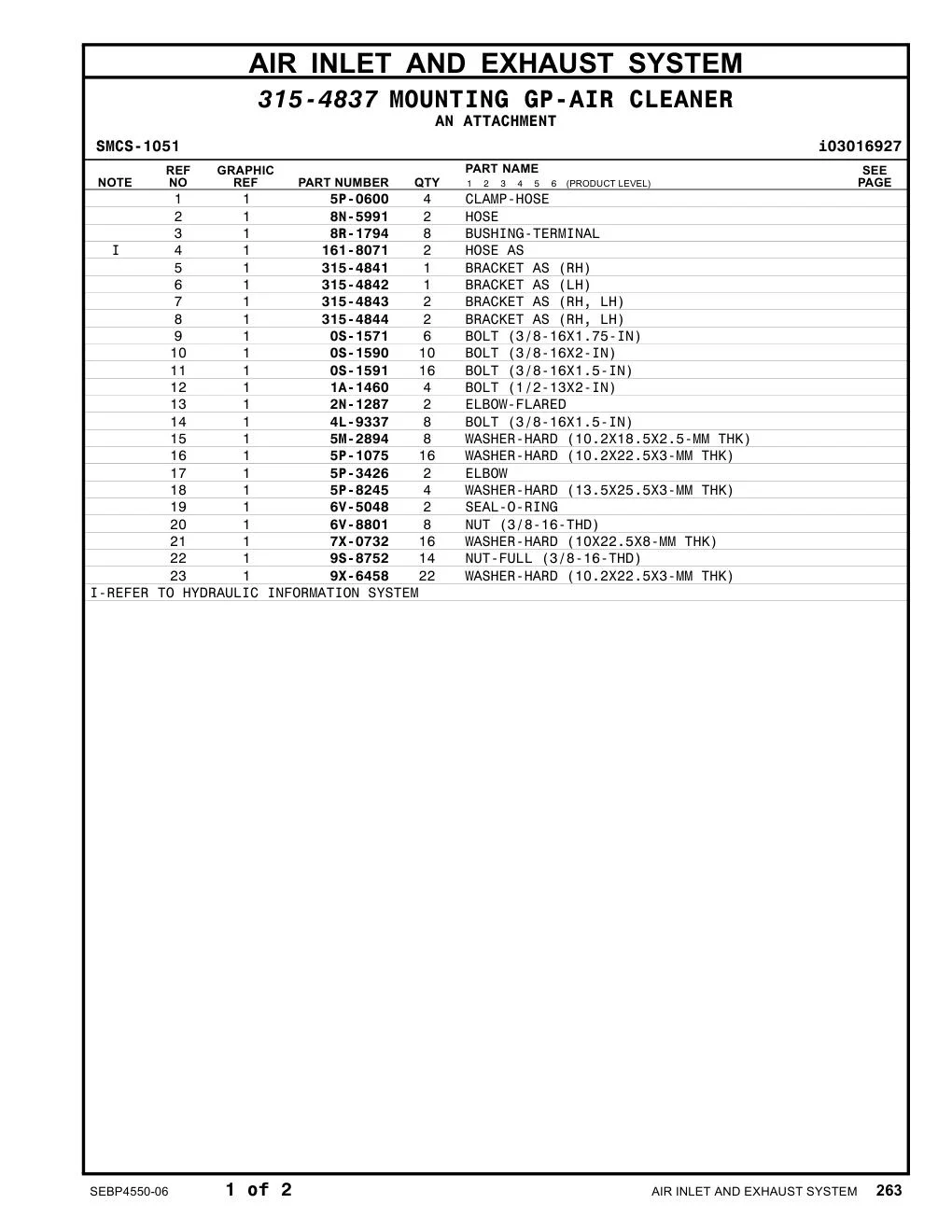315-4844 BRACKET AS (RH, LH) CAT parts manual diagram
