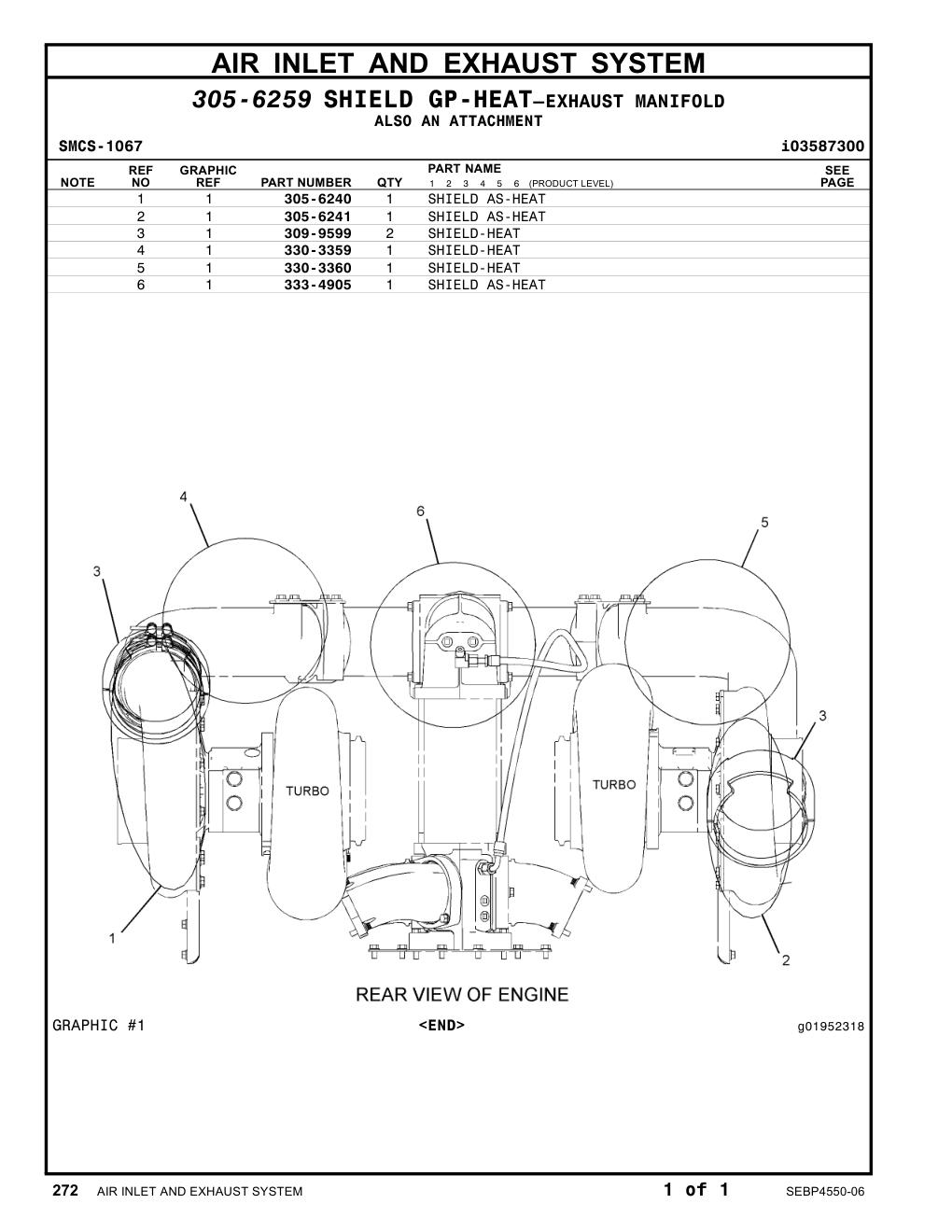 333-4905 SHIELD AS-HEAT CAT parts manual diagram