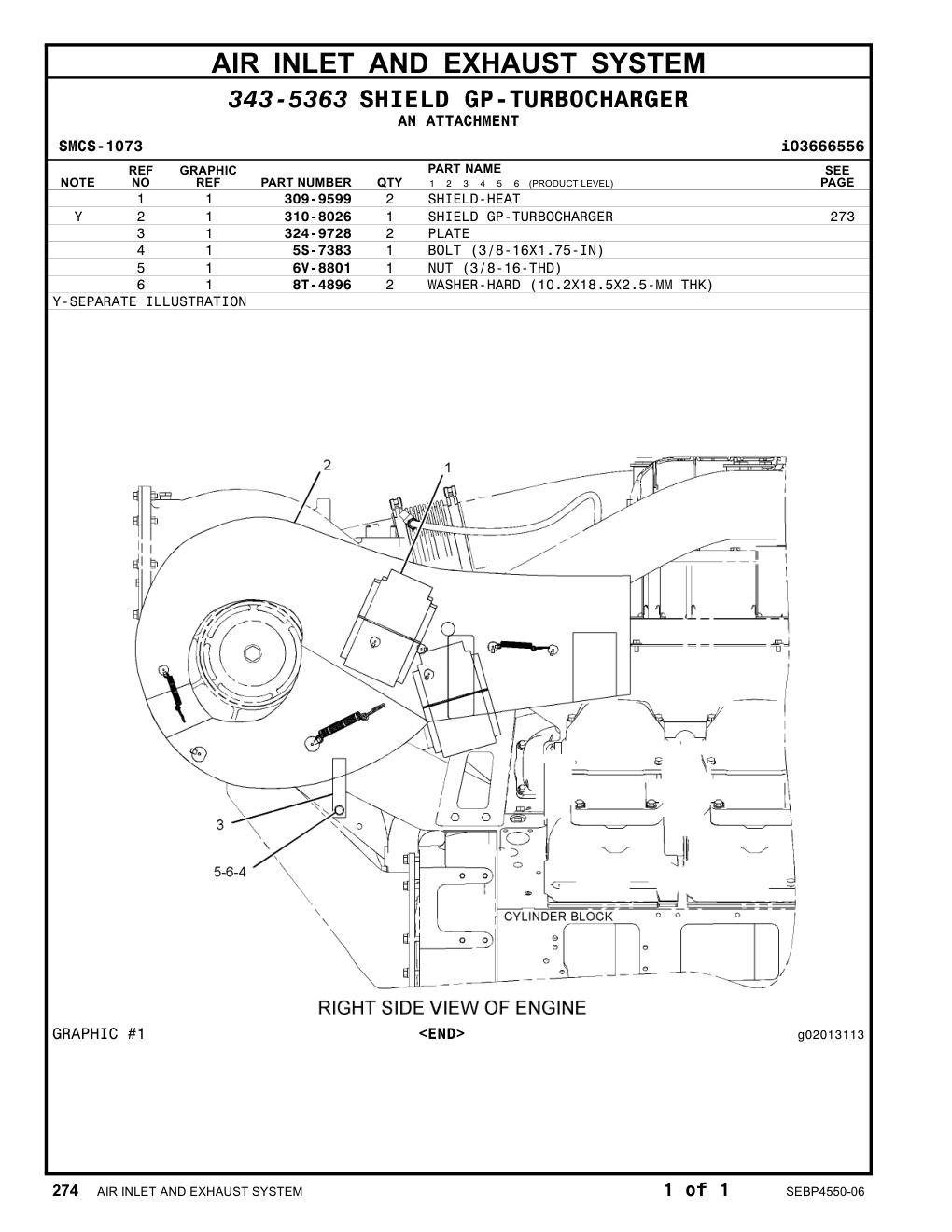 310-8026 SHIELD GP-TURBOCHARGER CAT parts manual diagram
