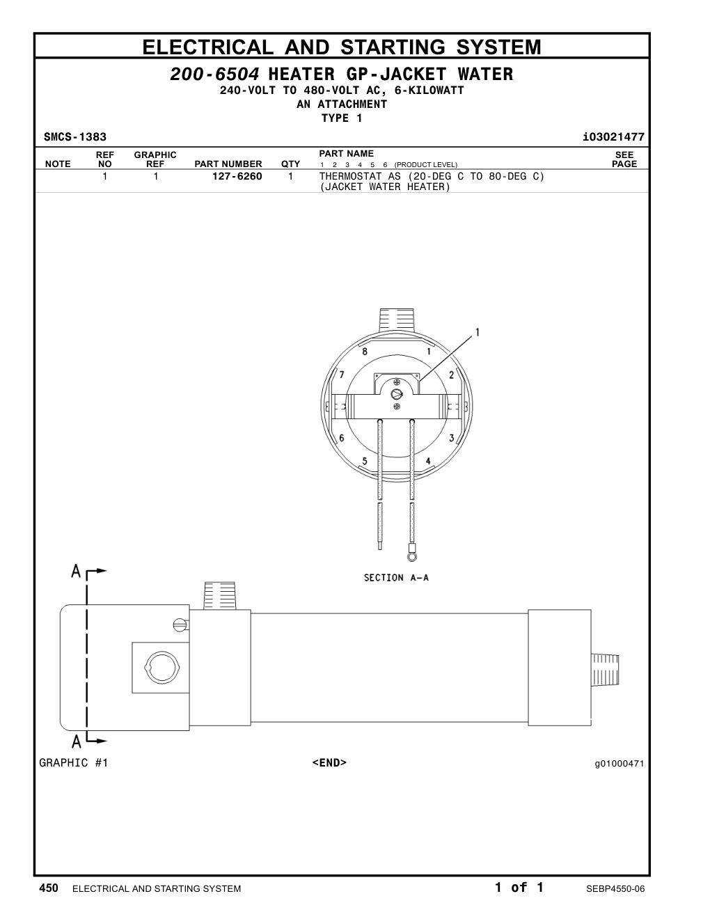 127-6260 - THERMOSTAT AS (20-DEG C TO 80-DEG C) (JACKET