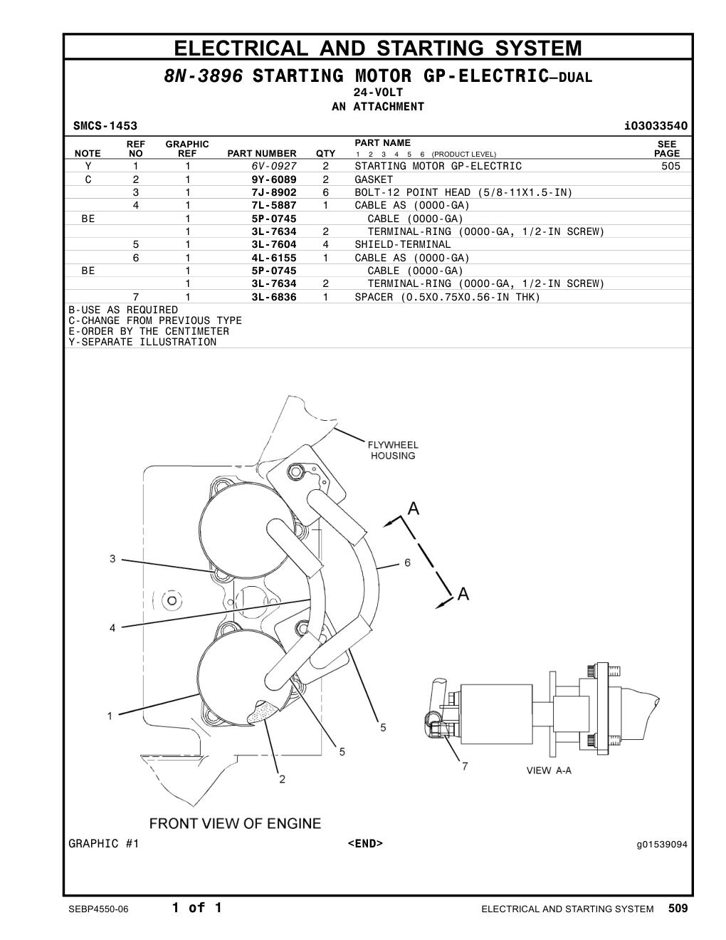 6V-0927 - STARTING MOTOR GP-ELECTRIC