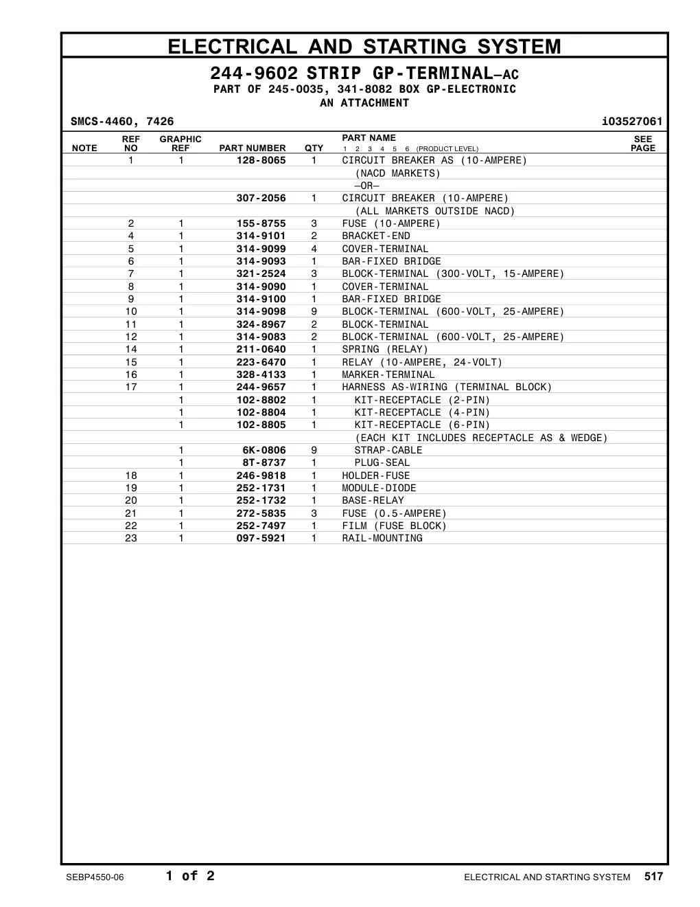 314-9093 BAR-FIXED BRIDGE CAT parts manual diagram