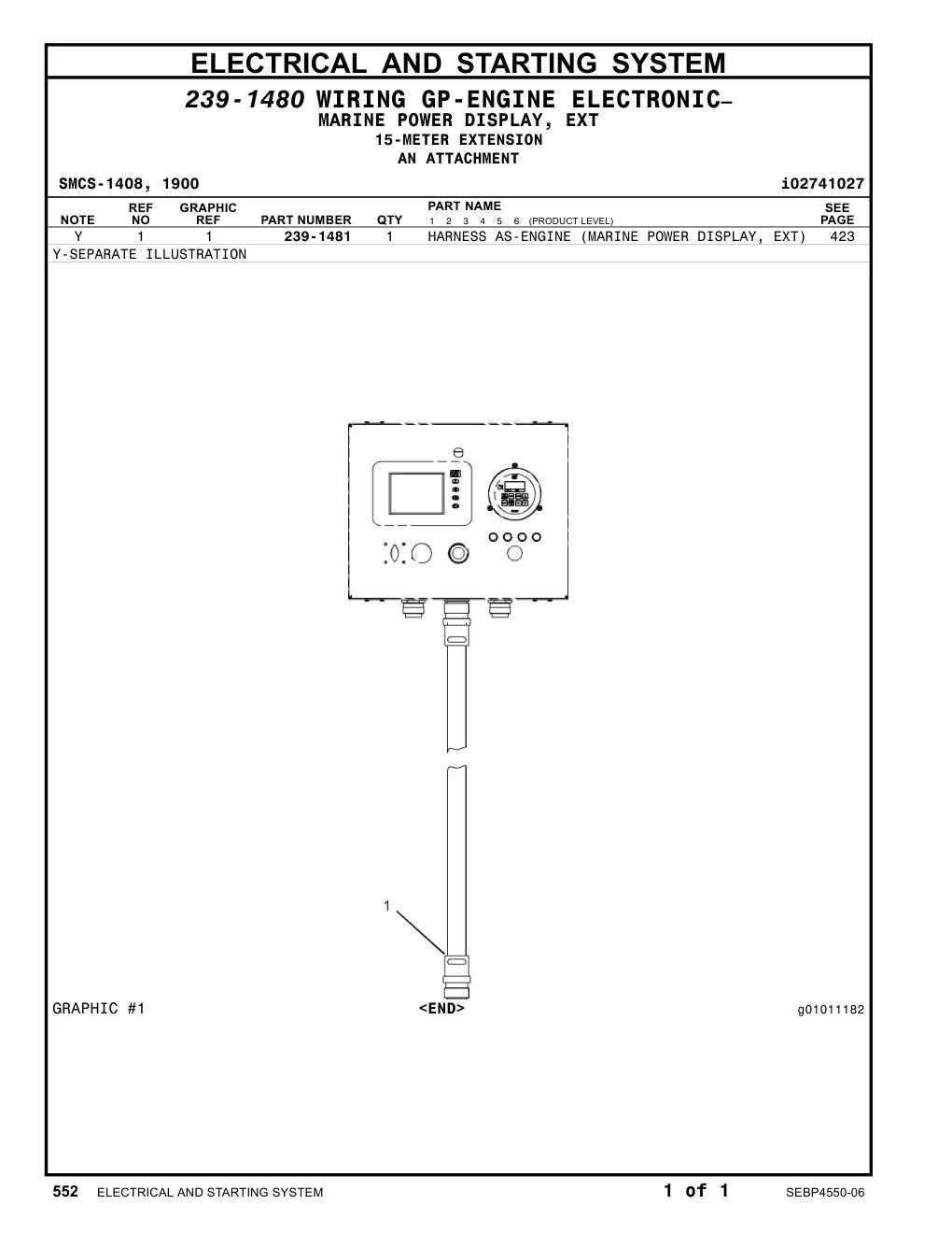 239-1481 - HARNESS AS-ENGINE (MARINE POWER DISPLAY, EXT)
