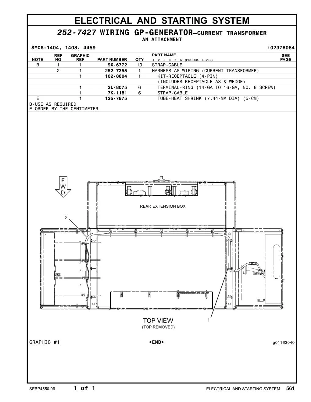 252-7355 - HARNESS AS-WIRING (CURRENT TRANSFORMER)