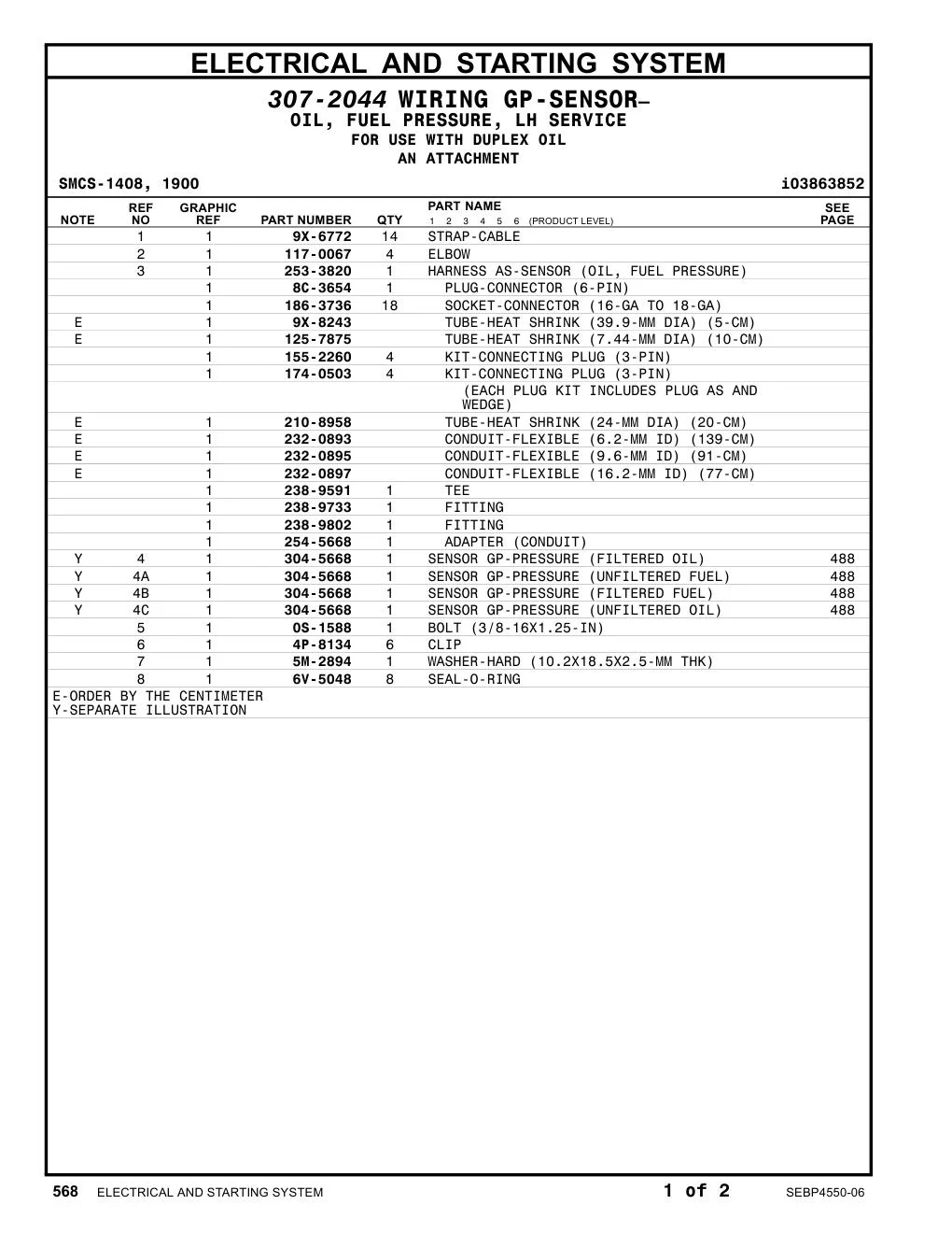 253-3820 - HARNESS AS-SENSOR (OIL, FUEL PRESSURE)