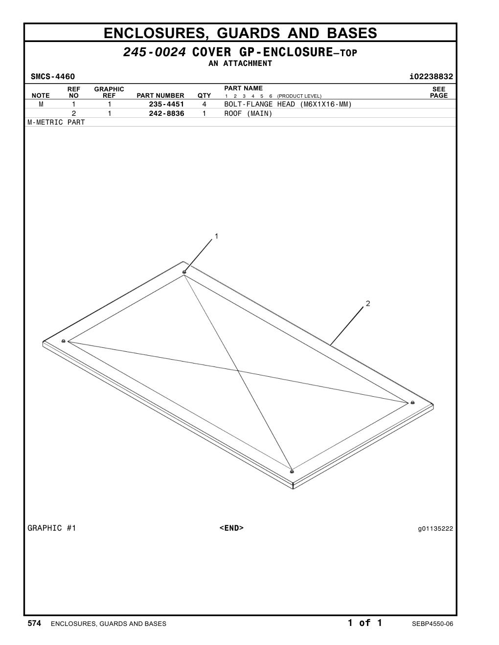 242-8836 ROOF (MAIN) CAT parts manual diagram