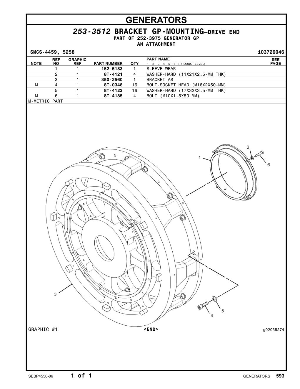 350-2560 BRACKET AS CAT parts manual diagram