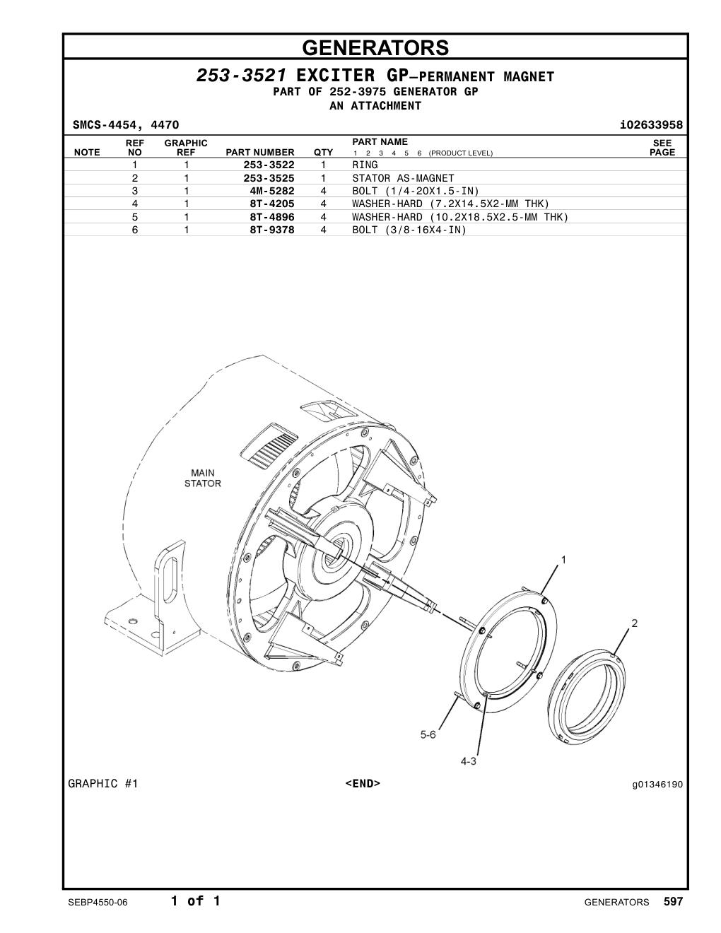 253-3525 STATOR AS-MAGNET CAT parts manual diagram