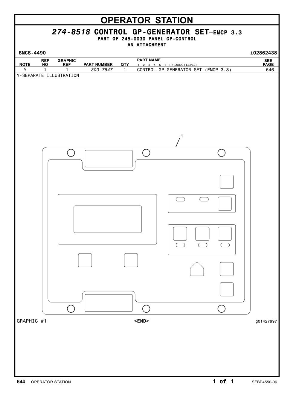 300-7647 CONTROL GP-GENERATOR SET (EMCP 3.3) CAT parts manual diagram