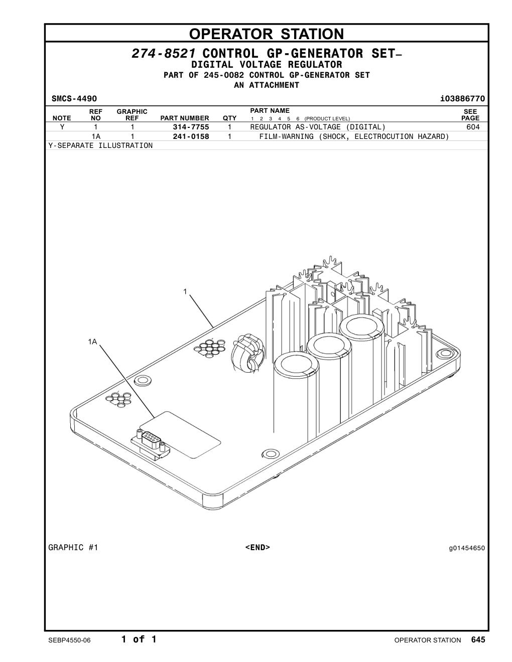 314-7755 REGULATOR AS-VOLTAGE (DIGITAL) CAT parts manual diagram