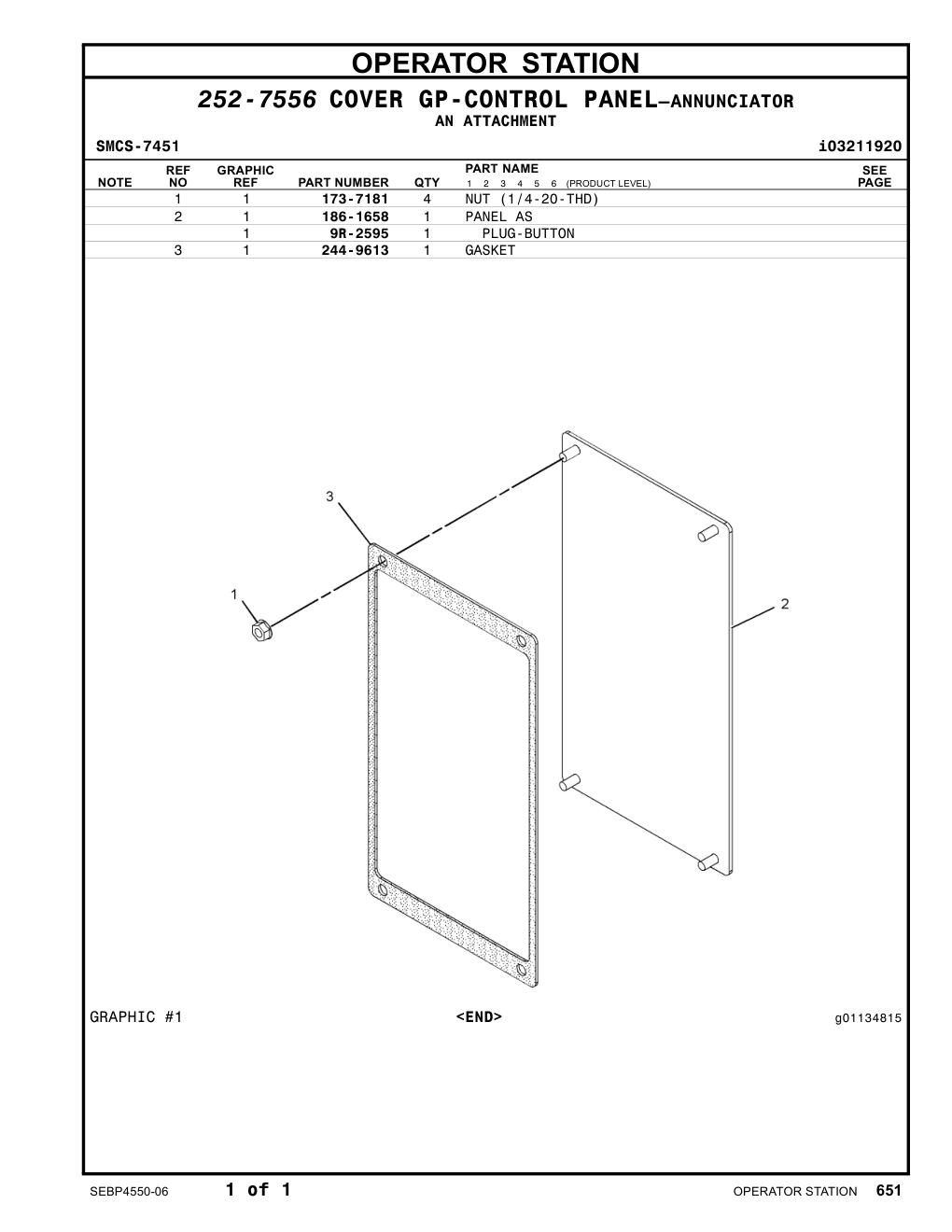 186-1658 PANEL AS CAT parts manual diagram