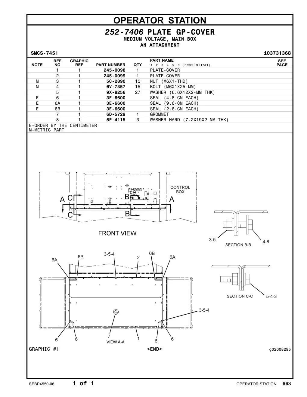 245-0099 PLATE-COVER CAT parts manual diagram