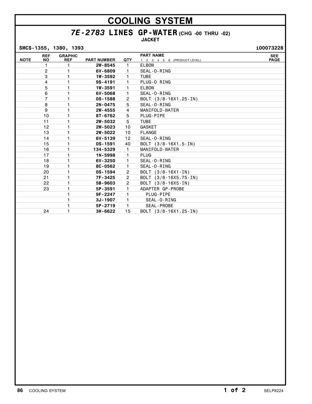 1W-3592 TUBE CAT parts manual diagram