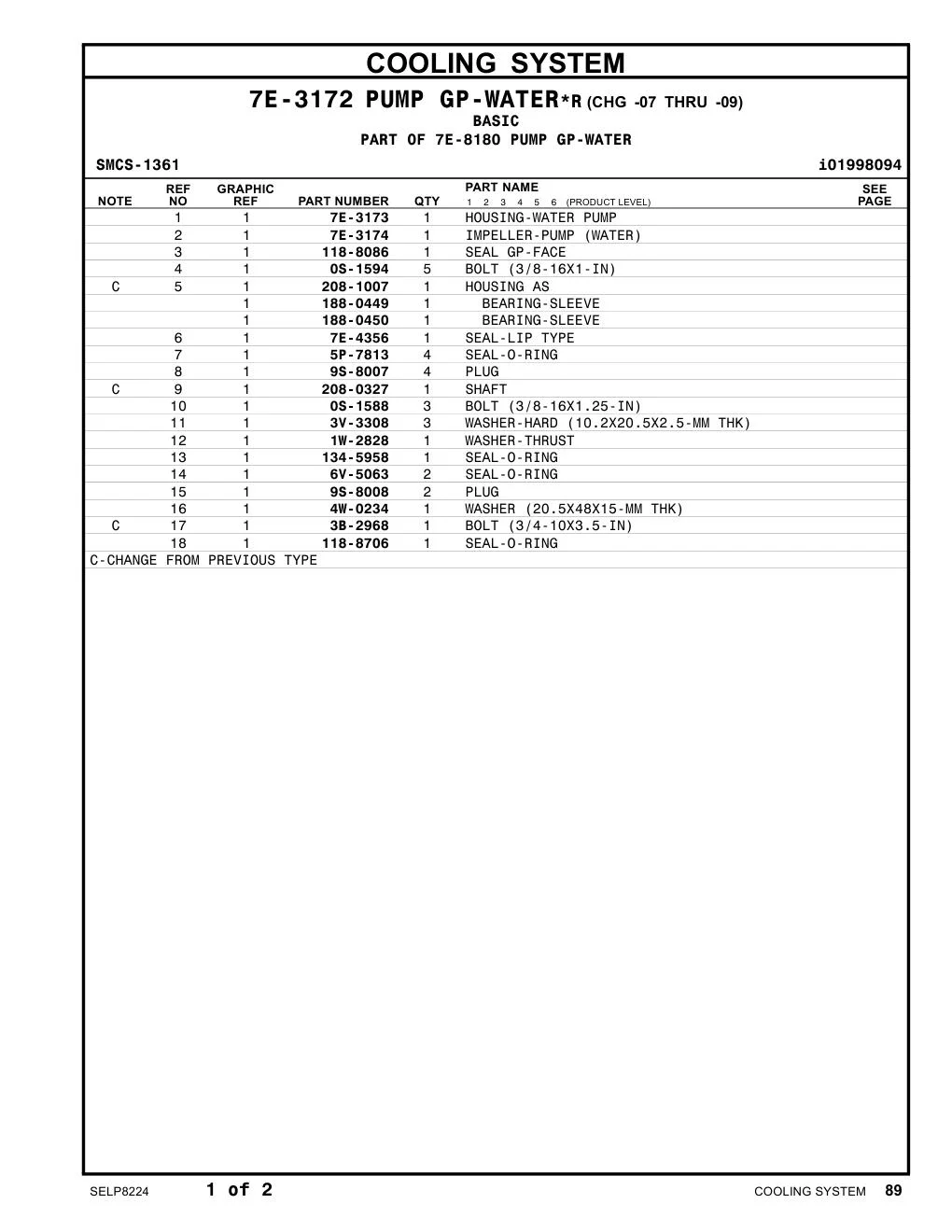 188-0450 BEARING-SLEEVE CAT parts manual diagram