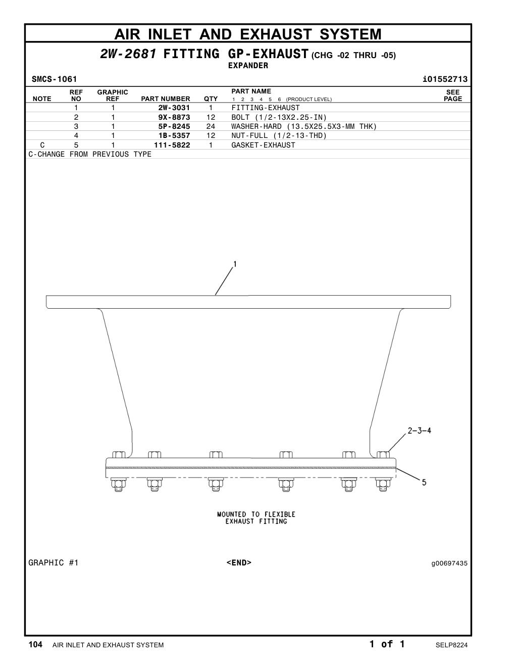 2W-3031 FITTING-EXHAUST CAT parts manual diagram