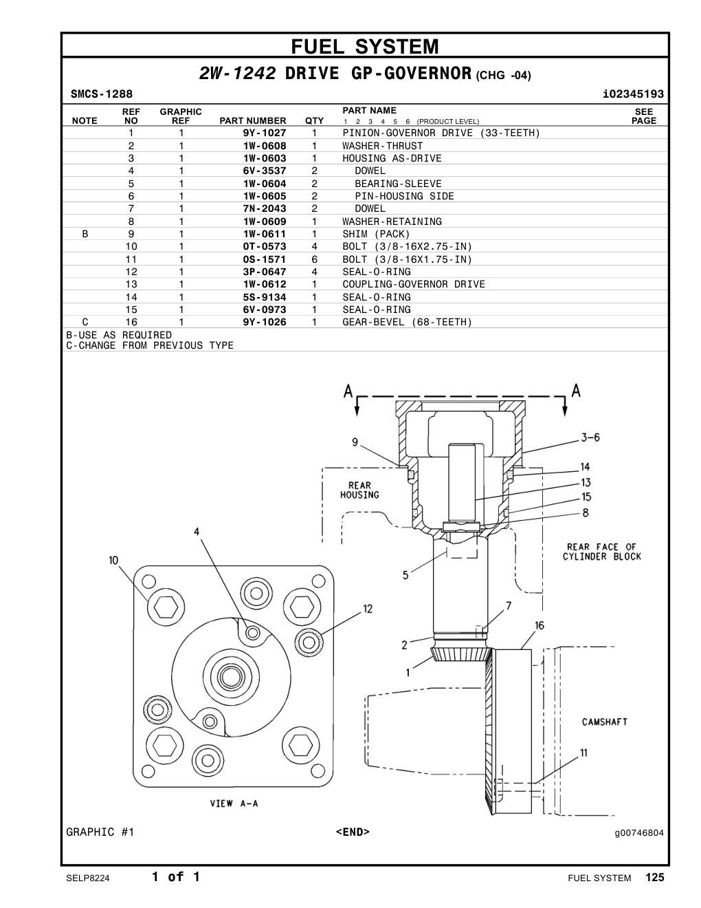 1W-0605 PIN-HOUSING SIDE CAT parts manual diagram