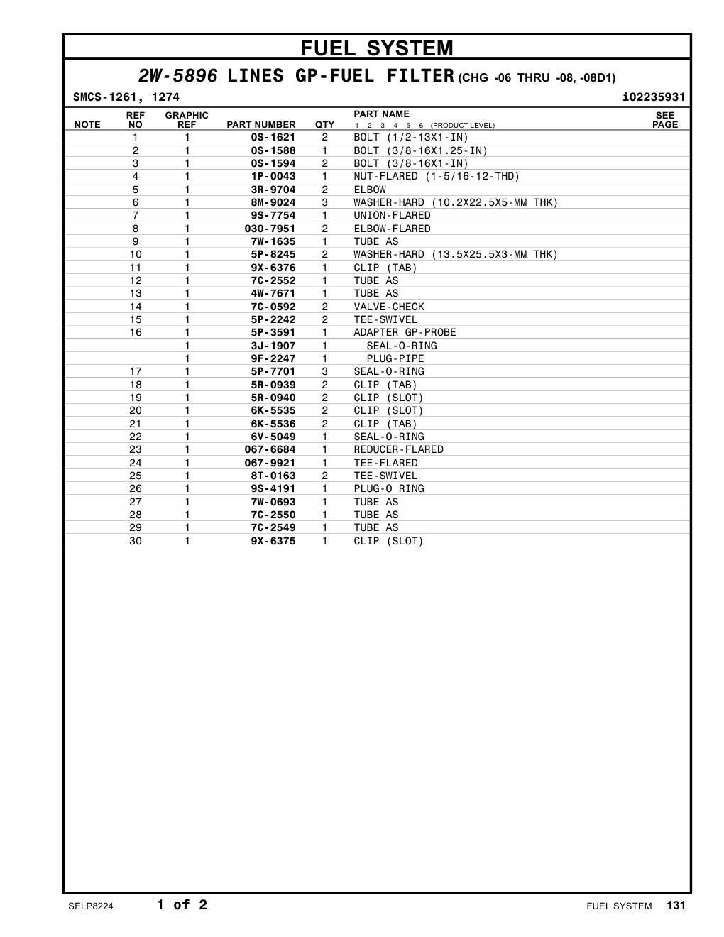 7C-2552 TUBE AS CAT parts manual diagram