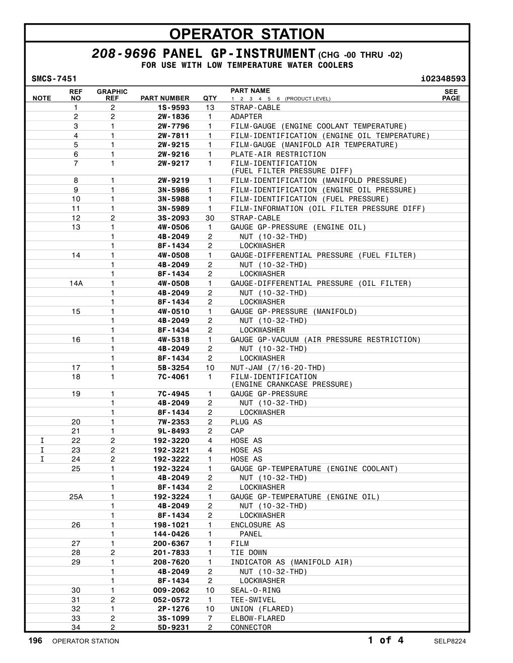 201-7833 TIE DOWN CAT parts manual diagram