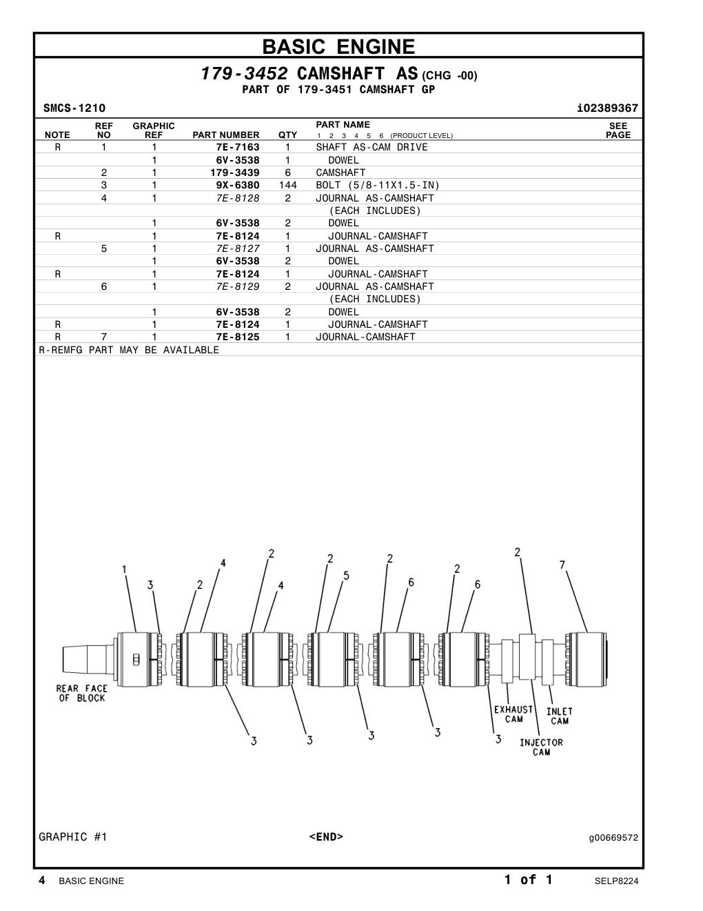 7E-8127 JOURNAL AS-CAMSHAFT CAT parts manual diagram