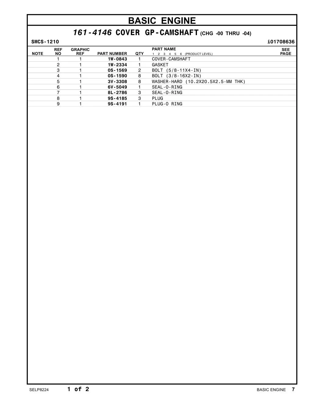 1W-0843 - COVER-CAMSHAFT