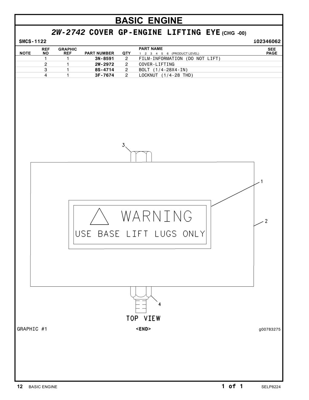 2W-2972 COVER-LIFTING CAT parts manual diagram