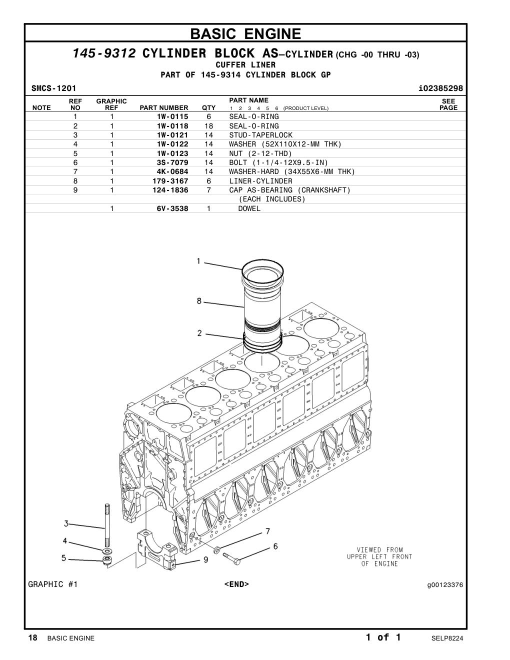 1W-0123 NUT (2-12-THD) CAT parts manual diagram