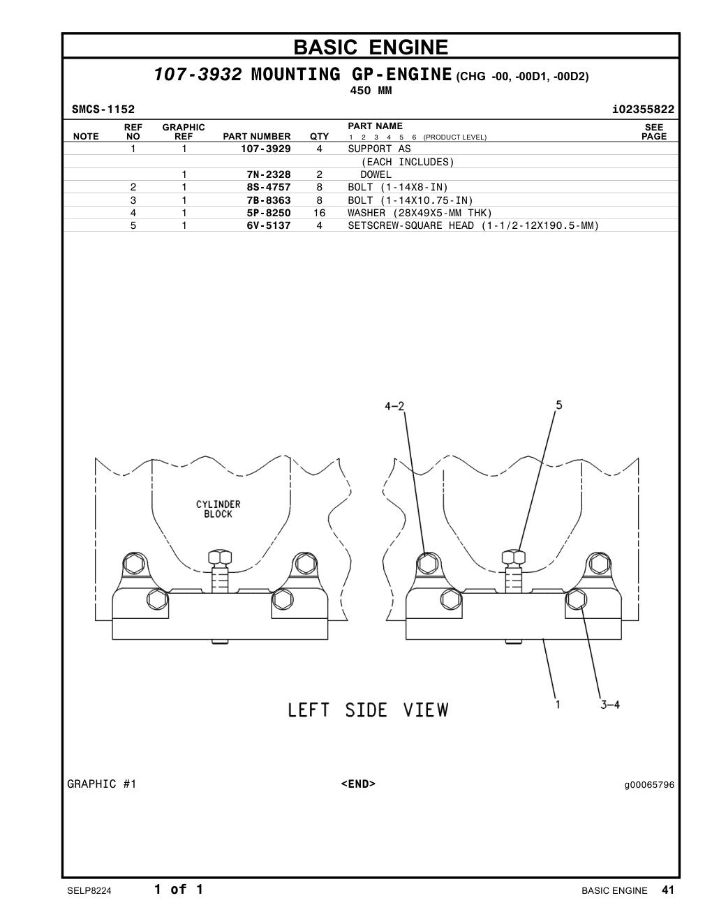 107-3929 SUPPORT AS CAT parts manual diagram