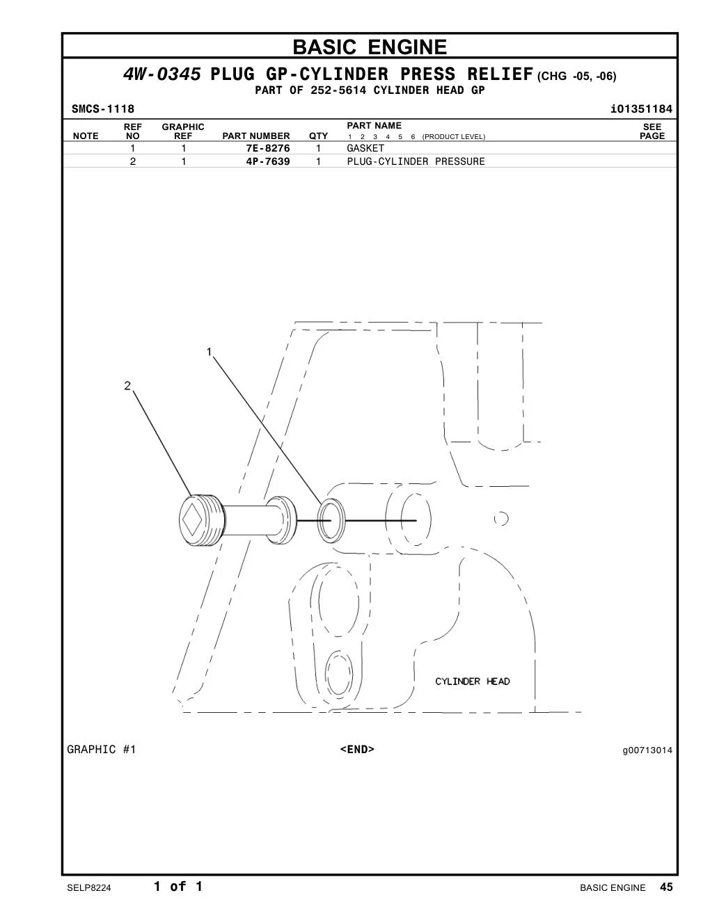 4P-7639 - PLUG-CYLINDER PRESSURE