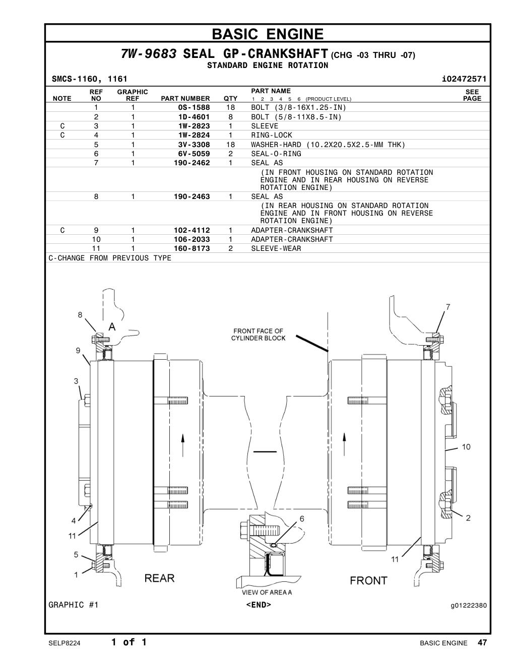 1D-4601 BOLT (5/8-11X8.5-IN) CAT parts manual diagram