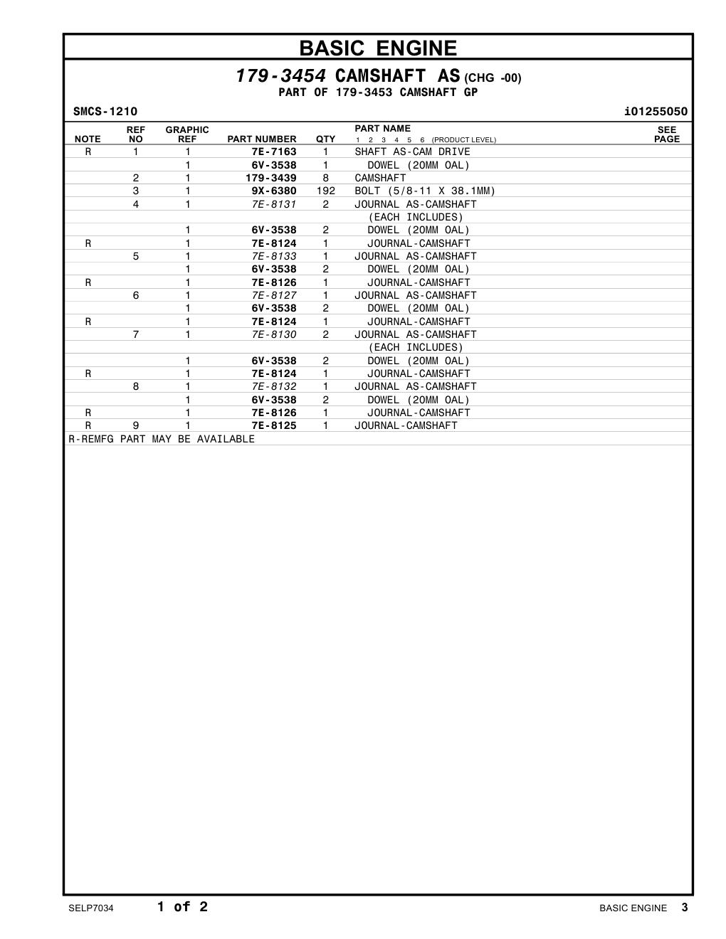 7E-8133 JOURNAL AS-CAMSHAFT CAT parts manual diagram