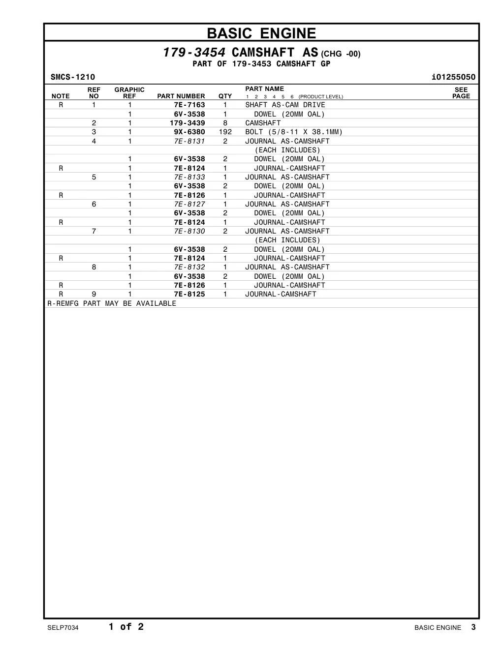 7E-8126 - JOURNAL-CAMSHAFT