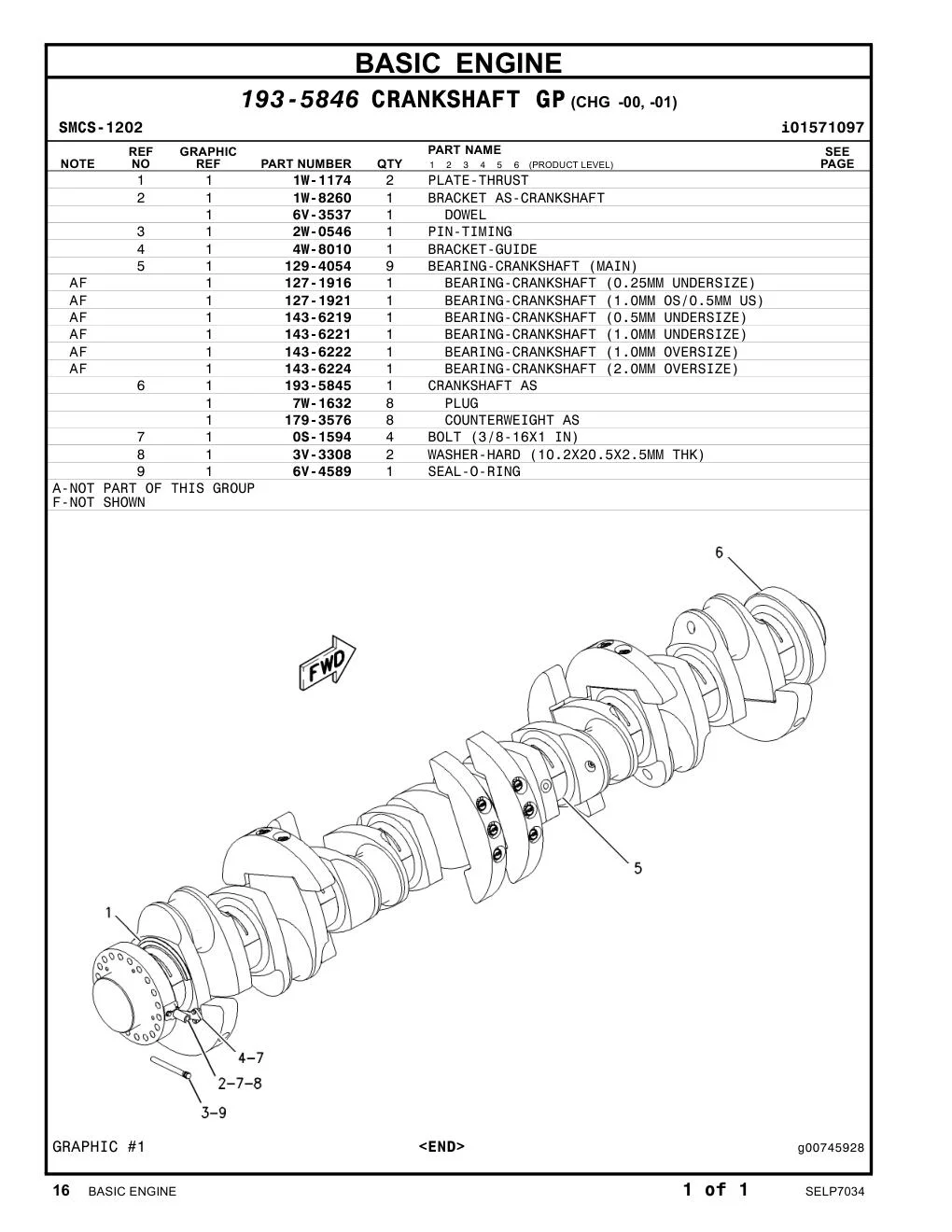 143-6222 - BEARING-CRANKSHAFT (1.0MM OVERSIZE)
