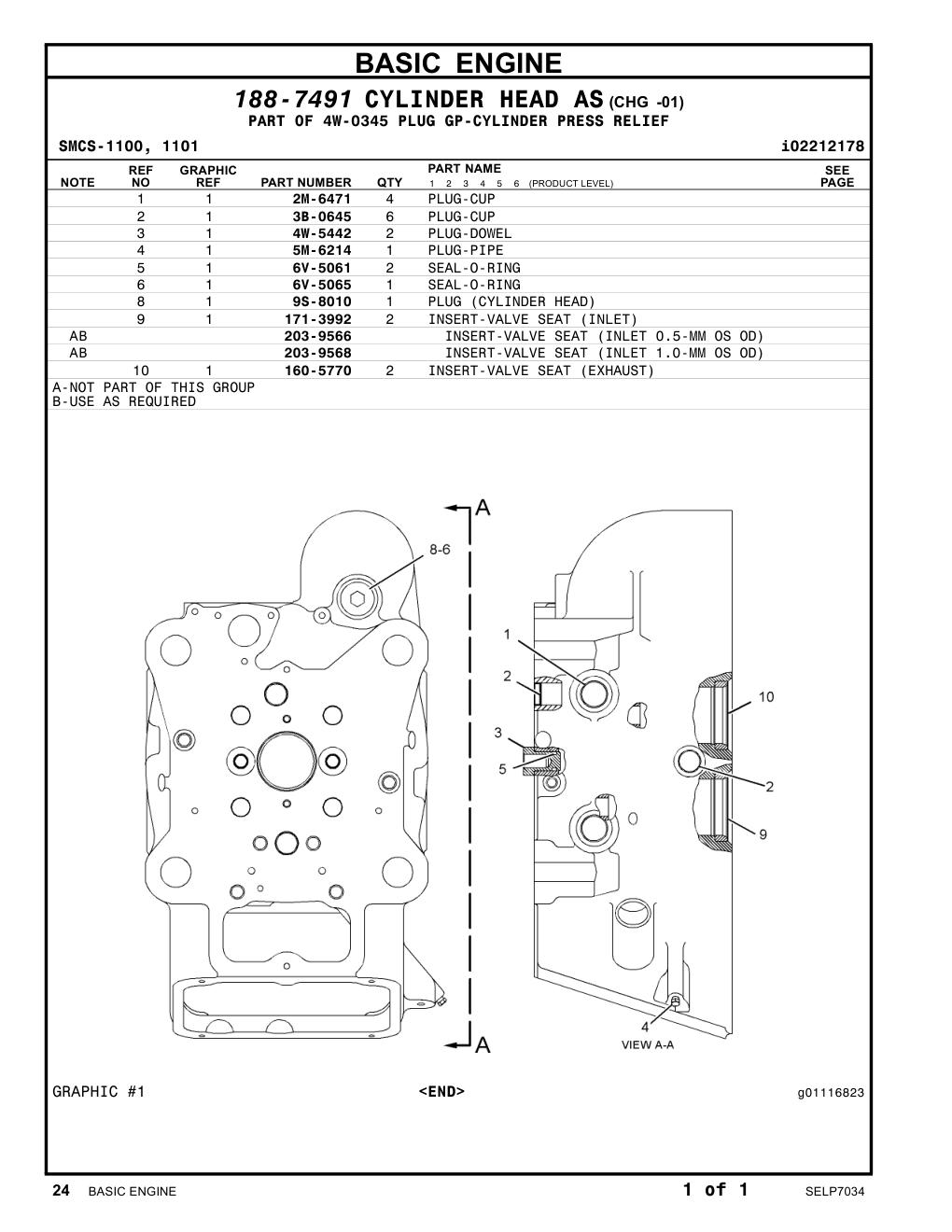 171-3992 INSERT-VALVE SEAT (INLET) CAT parts manual diagram