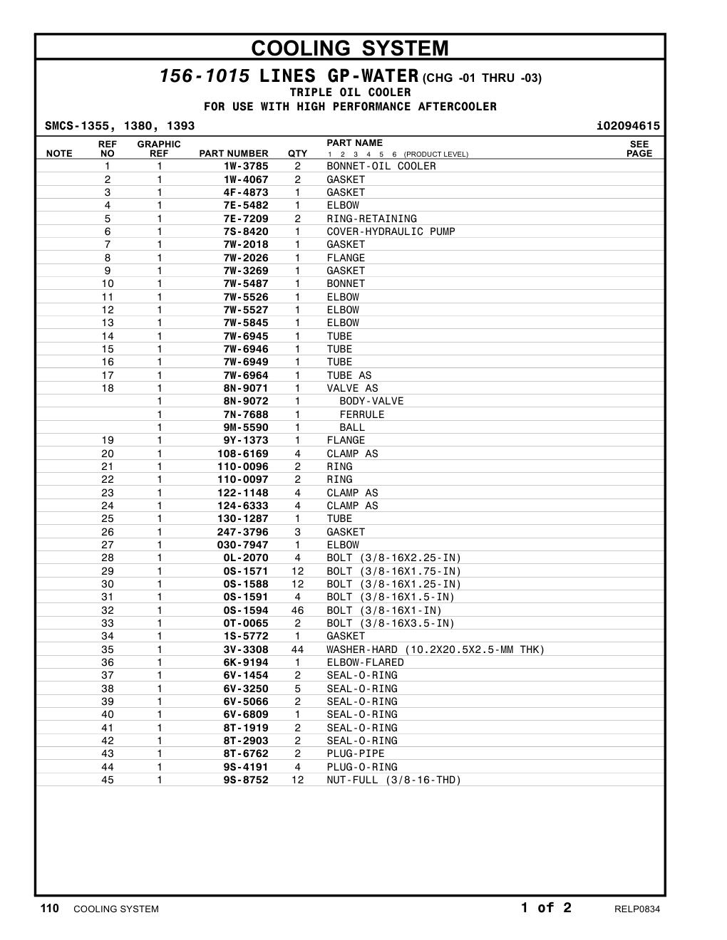 130-1287 TUBE CAT parts manual diagram
