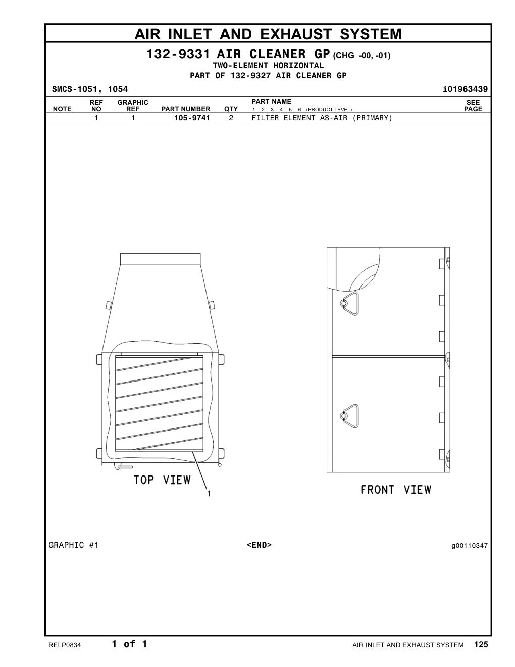 105-9741 - FILTER ELEMENT AS-AIR (PRIMARY)