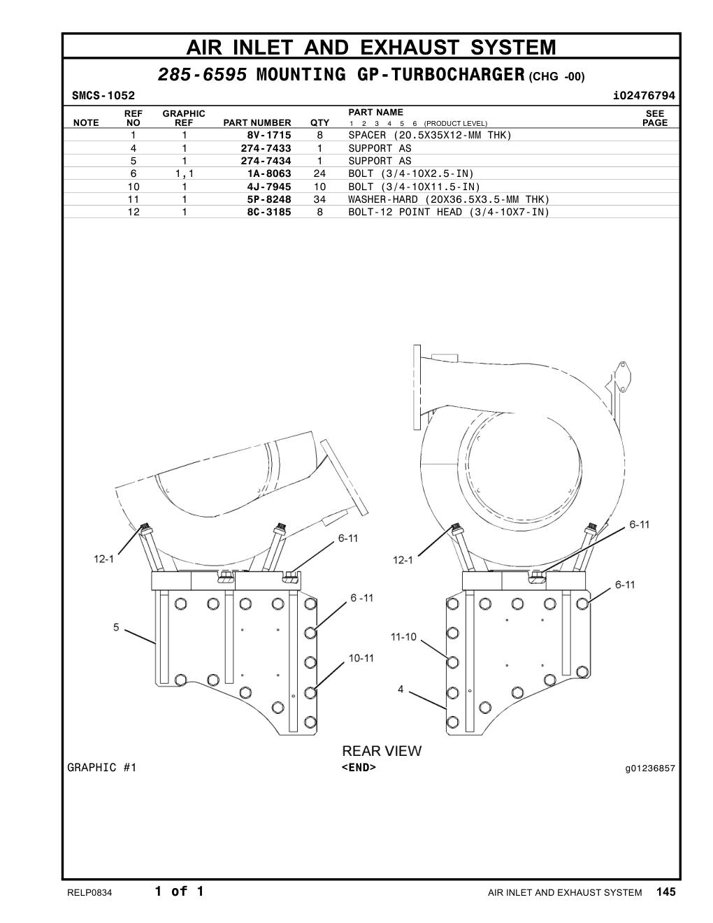 4J-7945 BOLT(3/4-10X11.5-IN) CAT parts manual diagram
