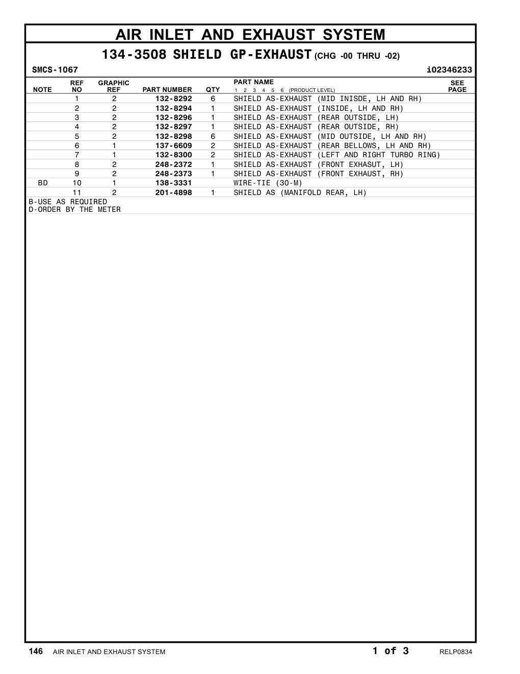 132-8298 SHIELD AS-EXHAUST (MID INSIDE, LH AND RH) CAT parts manual diagram