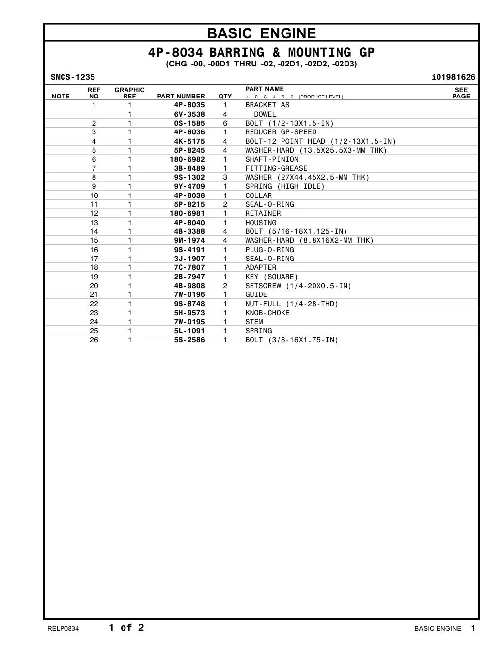 180-6981 RETAINER CAT parts manual diagram