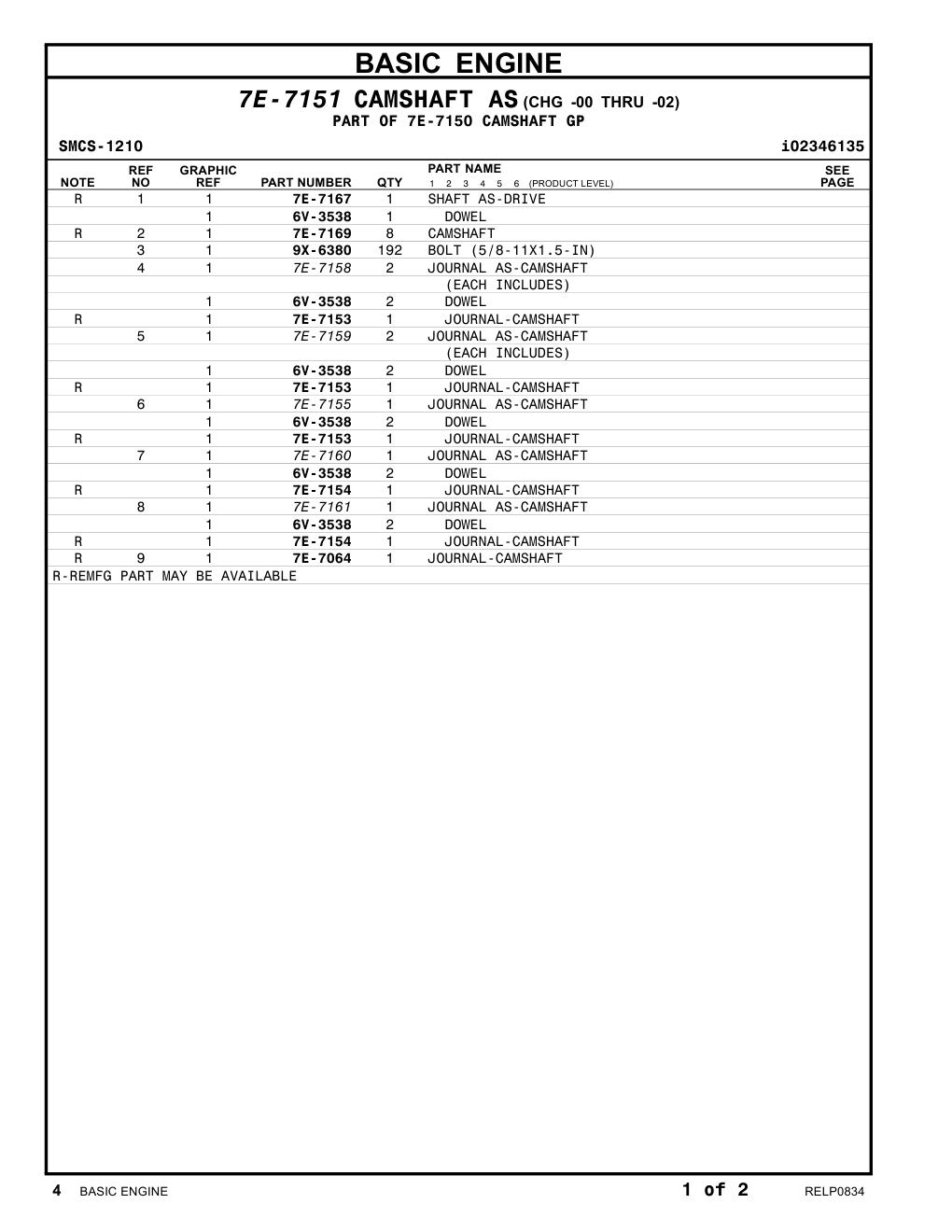 7E-7160 - JOURNAL AS-CAMSHAFT