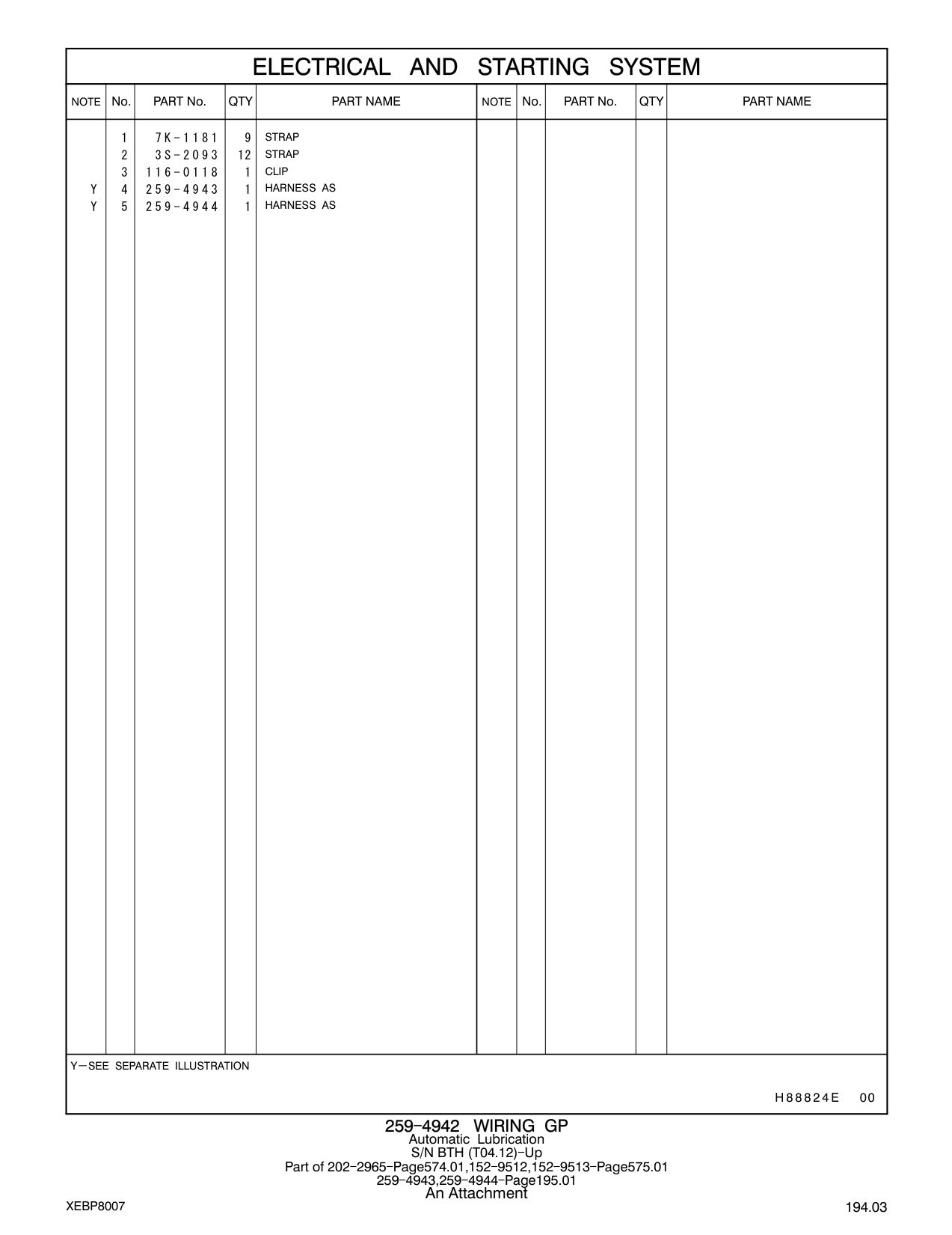 259-4944 HARNESS AS CAT parts manual diagram