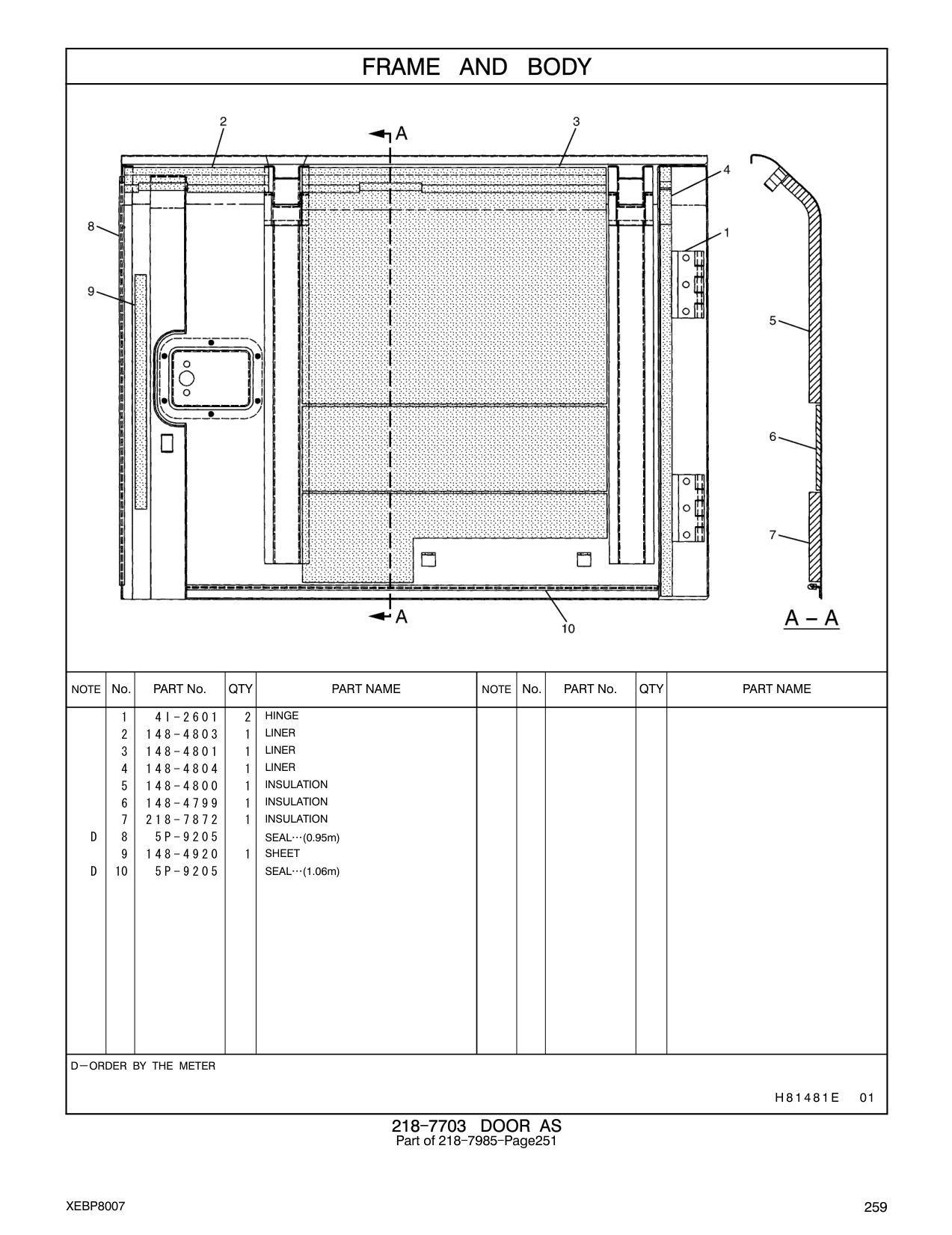 218-7872 INSULATION CAT parts manual diagram